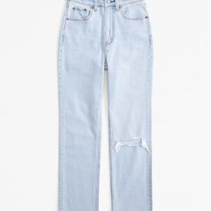 Abercrombie Curve Love Ultra High Rise Ankle Straight Jean 4 Short Light Wash